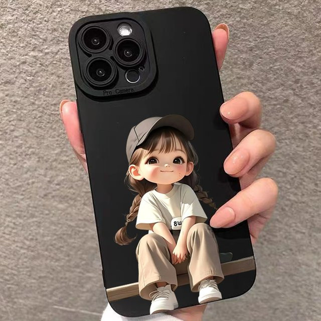 Schwarze Handyhülle mit Doppel-Pferdeschwanz Design für Samsung Galaxy S26 S25 S24 S23 Ultra 5G S22 Plus S21 FE A56 A55 A54 A53 A16 A36 Cover - Bild 1