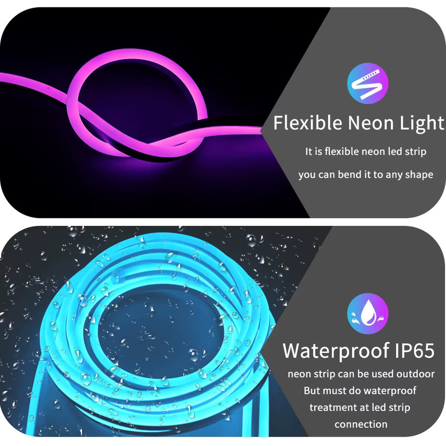 FastDeng Smart Tuya WiFi RGB Neon Flex LED-Band, dimmbar mit Fernbedienung, wasserdicht, Multicolour - Bild 3