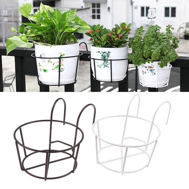 Hängendes Gartenregal aus Eisen für Blumentöpfe in Weiß, B/T/H: 13,5 x 7,5 cm - Bild 1