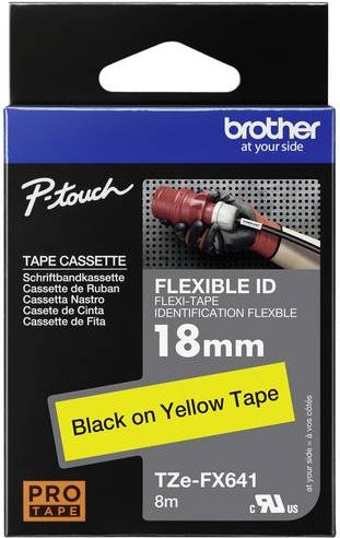 Brother TZe-FX641 Beschriftungsband Gelb mit schwarzer Schrift, Breite: 18 mm, Länge: 8 m - Bild 1