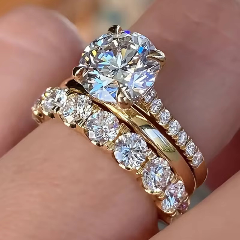 Huitan Ring Set, 3 Stück, Zirkonia, Damen - Bild 2
