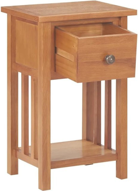vidaXL Zeitungstisch aus Eichenholz mit Schublade in Braun, B/T/H: 35 x 27 x 55 cm - Bild 1