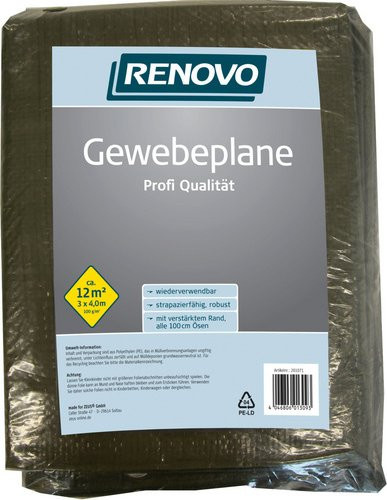 RENOVO Profi Gewebeplane mit Ösen, Farbe: Grün, B x L: 3 x 4 m - Bild 1