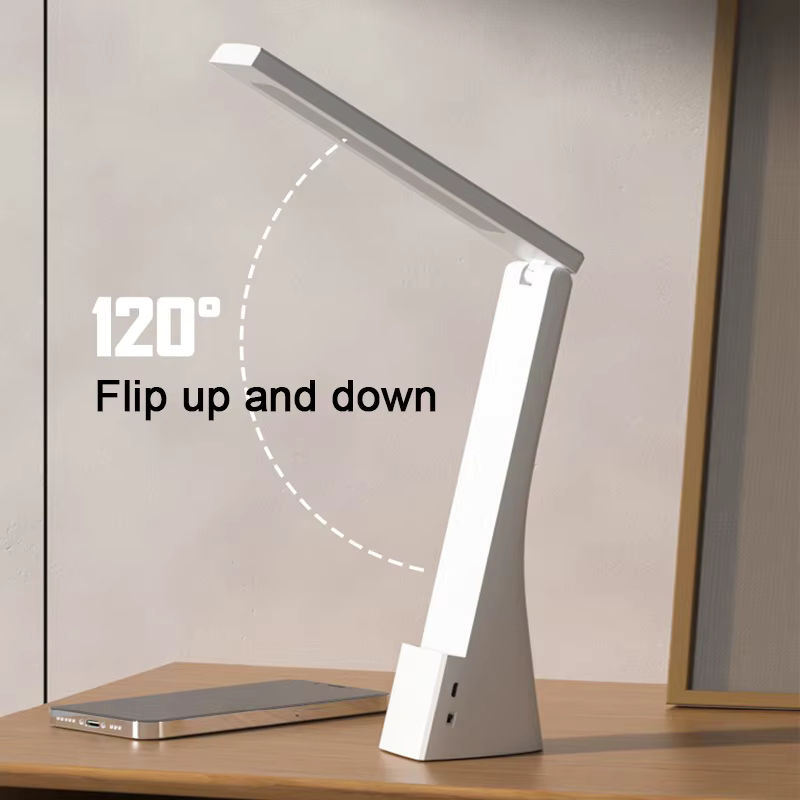 Feimefeiyou LED Schreibtischlampe in Weiß mit USB-Ladefunktion, faltbare Tischleuchte mit Augenschutz und Touch-Steuerung für Schlafzimmer und Schreibtisch, warmweißes Licht - Bild 6