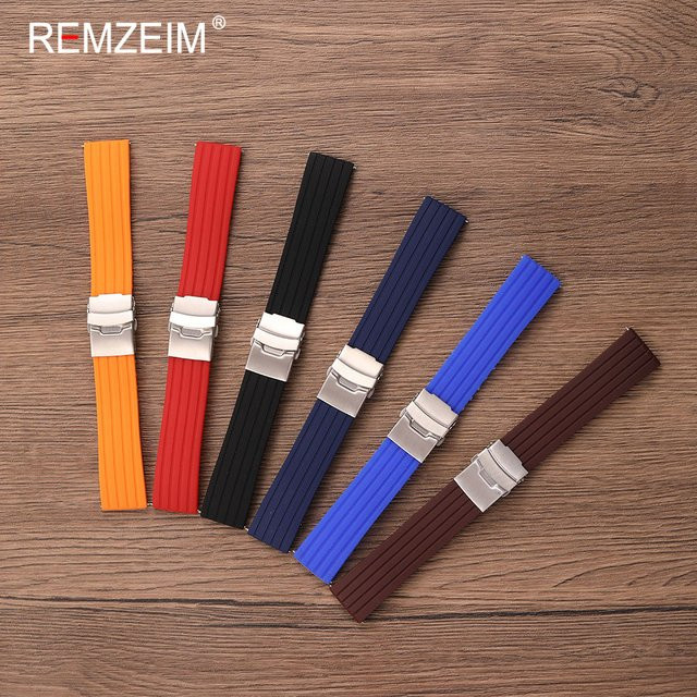 REMZEIM Uhrenarmband Silikon, Schwarz, Sport-Stil, Herren - Bild 1