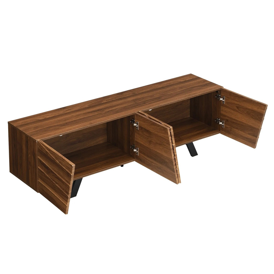 okwish TV Schrank mit Wellenfront in Walnuss, moderner Wohnzimmerschrank mit Stauraum und Kabelmanagement, B/T/H: 160 x 39 x 50,5 cm - Bild 2