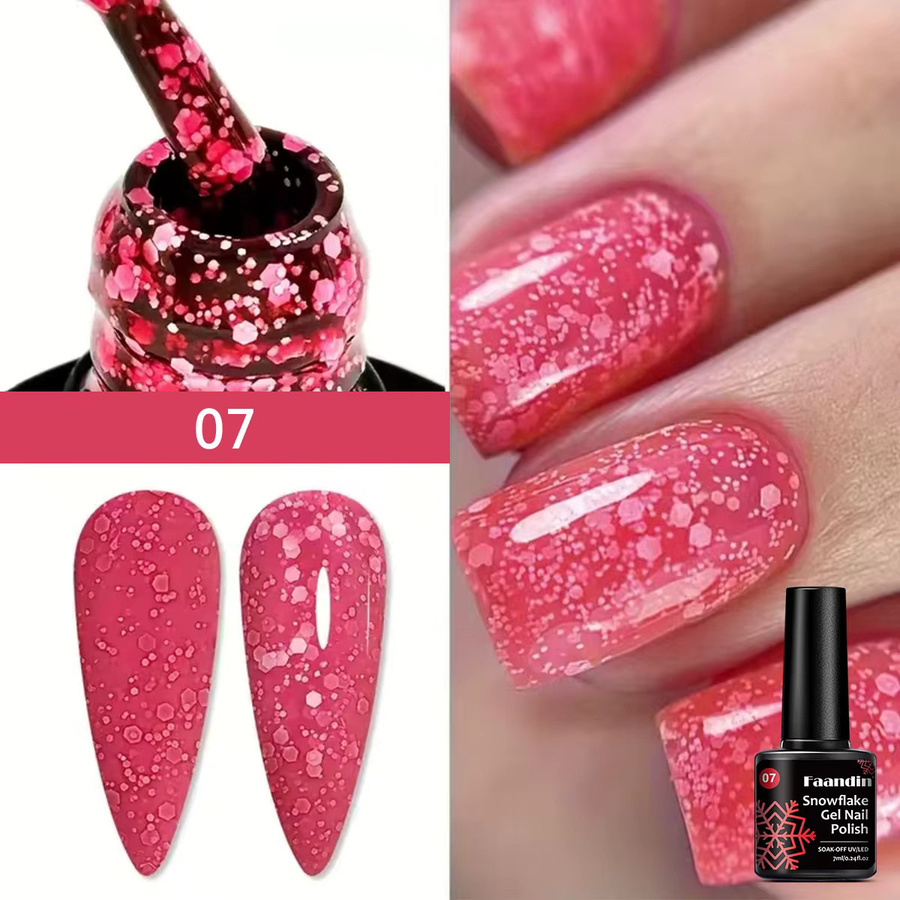 Faandin Nagellack-Gel, Schneeflocken-Glitzer, 7 ml - Bild 3