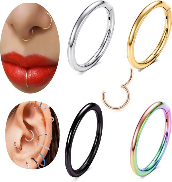 ADYJELY Nasenring Scharnier, Edelstahl, Silber, Unisex - Bild 1
