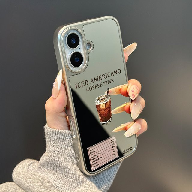 AIR PLUS Handyhülle mit Eisiger Americano Optik für iPhone 11 bis iPhone 17 Pro Max, Transparent/Silber, Anti-Drop TPU Hülle mit Epoxidharz - Bild 1