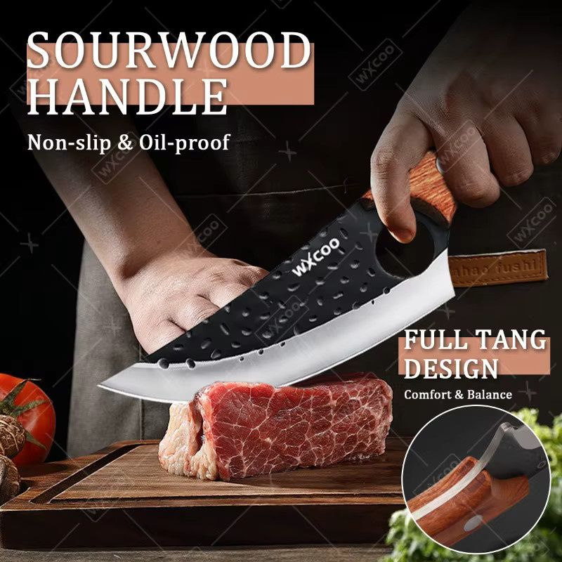 WXCOO Handgefertigtes Allzweckmesser aus Holz mit Multicolour-Akzenten als Ausbeinmesser, Metzgermesser und Kochmesser für Fleisch, Gemüse und Fisch - Bild 3