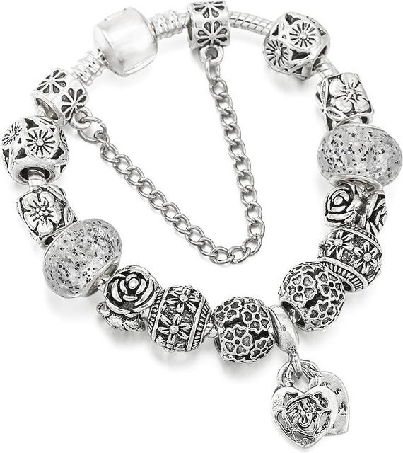 BAOPON Charm Armband, Silber überzogen, Perlen, 20 cm, Unisex - Bild 1