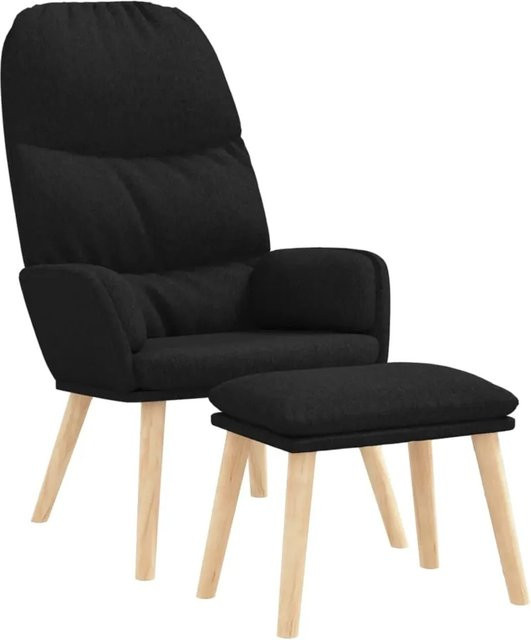 vidaXL Relaxsessel mit Hocker in Schwarz aus Stoff mit Armlehnen - Bild 1