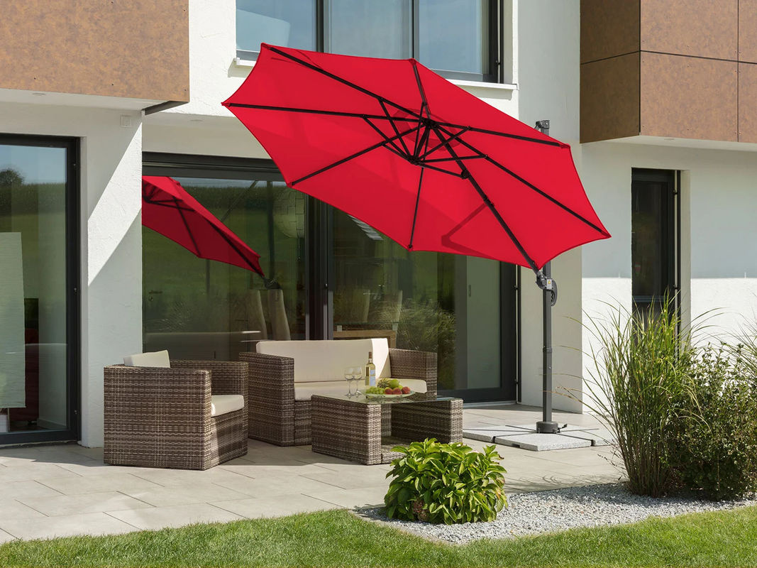 Schneider Ampelschirm Rhodos Junior in Rot mit Ø 300 cm aus Polyester und Aluminium - Bild 2
