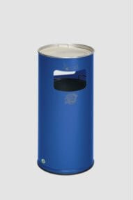 VAR Kombi-Ascher Abfallsammler rund für Innen und Außen, Enzianblau, Volumen: 37 l, Durchmesser: 32 cm, Höhe: 70 cm - Bild 1