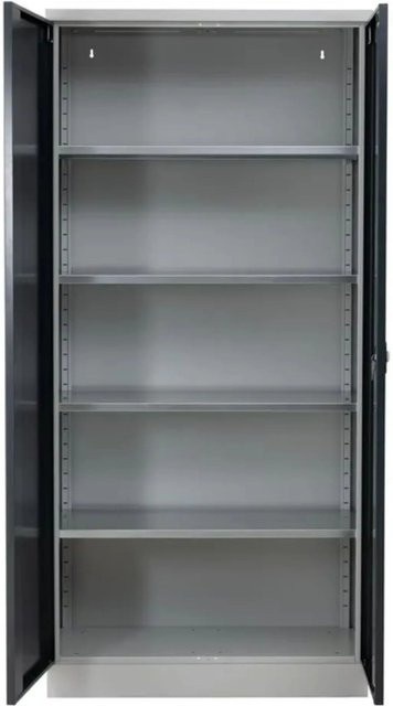 PROREGAL Stahlschrank Bee mit 5 Fachböden und Scharniertüren in Grau und Anthrazit, H x B x T: 195 x 92 x 50 cm - Bild 1