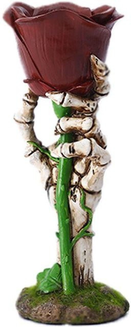 Yiran Furniture Kerzenhalter im gotischen Stil mit Skeletthand und Rose aus Polyresin für Tealights - Bild 1