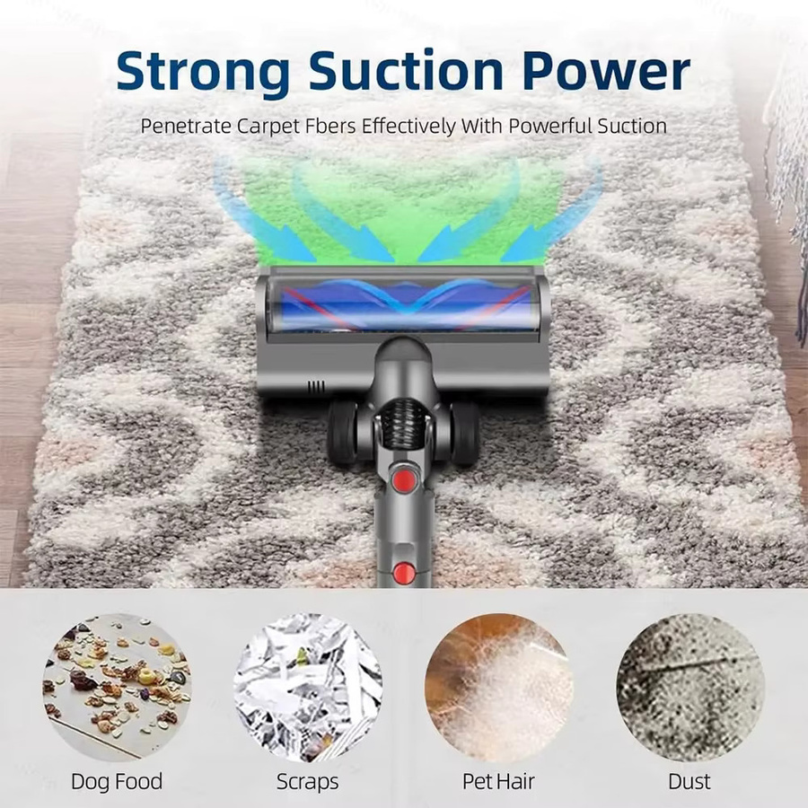 Dyson Roller Clean Bürstenkopf für V10 Digital Slim und V12 Detect Slim mit grünen LED-Leuchten in Grau und Grün - Bild 3