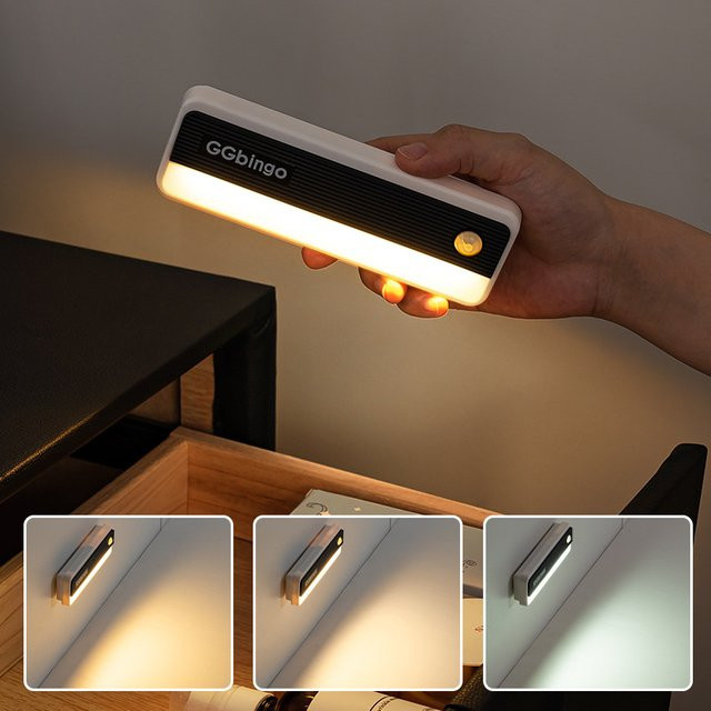GGbingo Nachtlicht mit Bewegungssensor und Typ-C Ladung, Warmweiß 2700K, Wandlampe für Schrank und Schlafzimmer, Weiß - Bild 1
