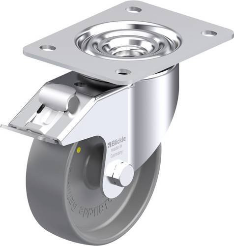 Blickle Stahlblech-Lenkrolle LK-PO 125G-3-FI-ELS in Grau mit Kunststoffrad, Rad-Durchmesser: 125 mm, Tragfähigkeit: 300 kg - Bild 1