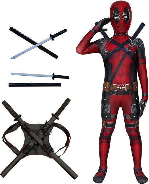 Hot Toys Marvel Deadpool-Kostüm, Overall, Schwert-Set, Rot - Bild 1