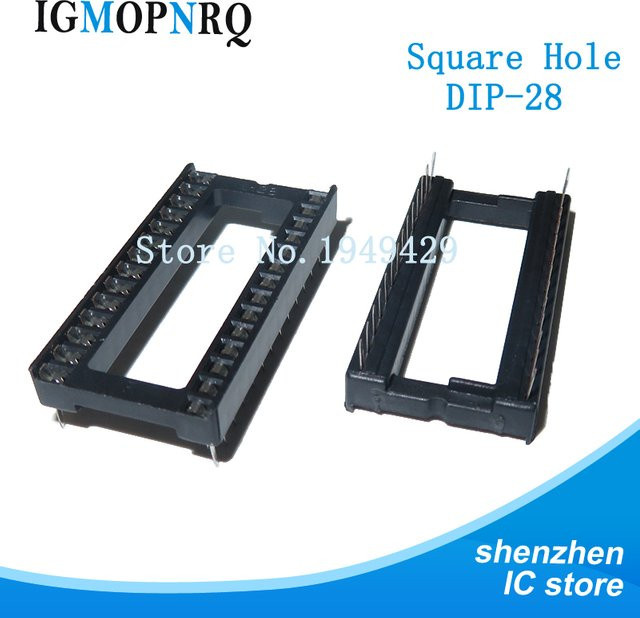 10 Stück DIP-28 Wide Body IC-Adapter mit quadratischen Löchern, 2,54 mm Rastermaß, schwarze Löt-Typ Buchsen für IC-Komponenten - Bild 1