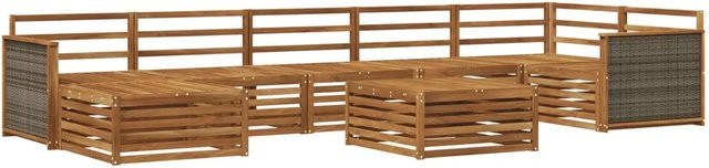 vidaXL Outdoor-Sofagarnitur aus Akazienholz in Braun, 8-teiliges Set mit Tisch und Polstern - Bild 1
