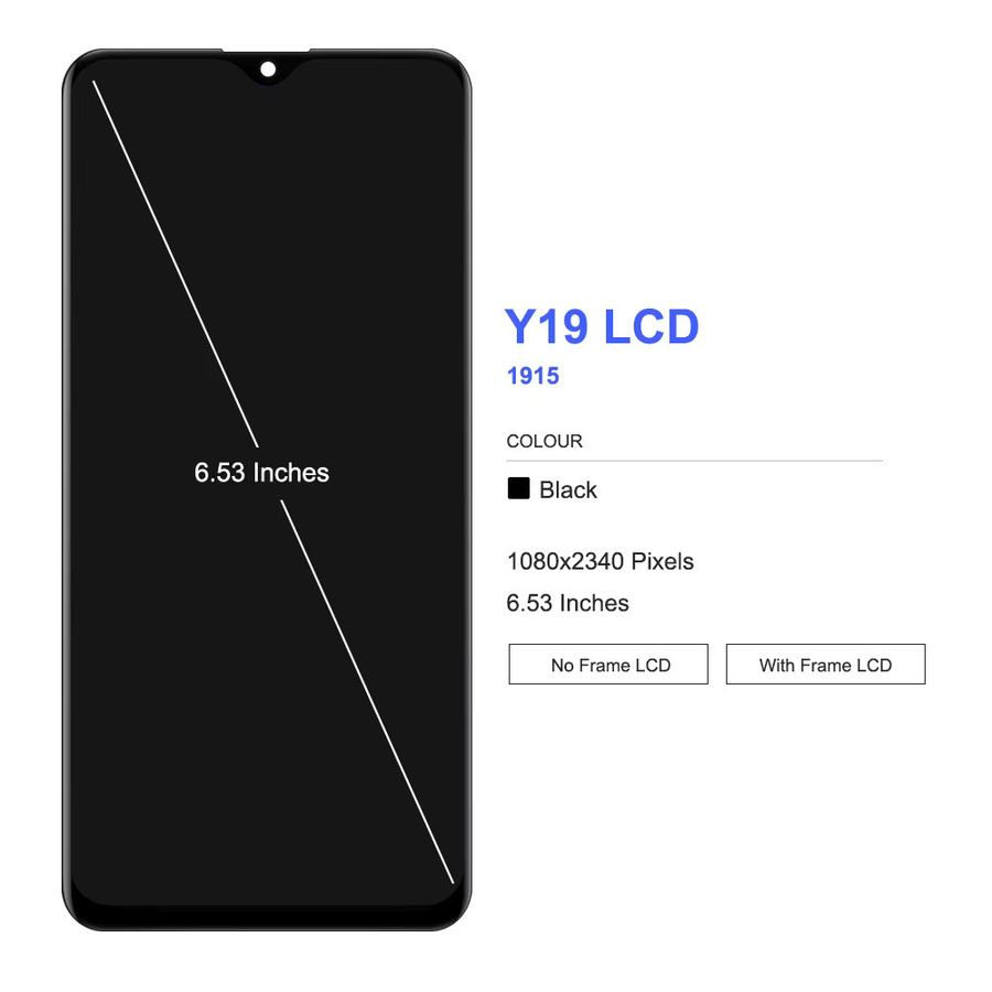 Vivo Y19 1915 LCD Display Touchscreen Digitizer Montage mit Rahmen in Schwarz, 6,53 Zoll Ersatzbildschirm für dein Handy - Bild 4