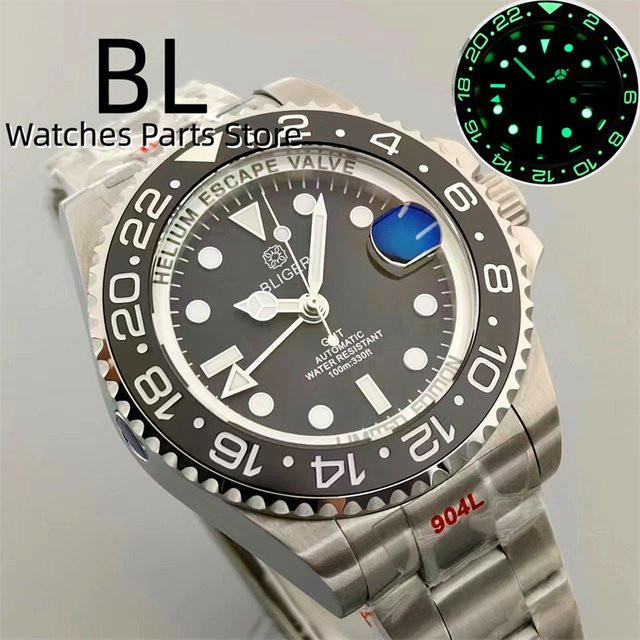 BLIGER Armbanduhr Automatik, Edelstahl, 43 mm, Schwarz, Herren - Bild 1
