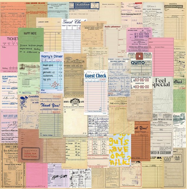 50 Stück Retro Rechnungsaufkleber Vintage Gästescheck-Sticker in Multicolour für DIY Tagebuch Koffer Scrapbook Handy und Laptop - Bild 1