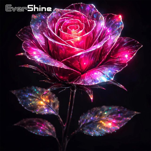 Evershine Diamant-Mosaik Blumenbild Rose DIY Strass-Gemälde mit runden Steinen in Multicolour, B/H: 20 x 20 cm - Bild 1