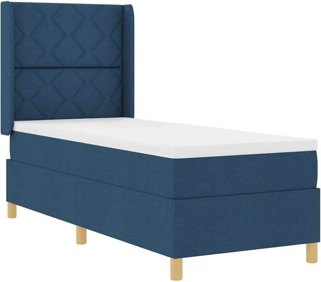 vidaXL Boxspringbett Hybrid mit Matratze und Kopfteil in Blau, B/T/H: 140 x 200 x 147 cm - Bild 1