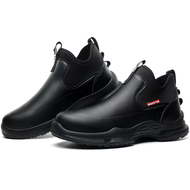 QHSPE Herren-Arbeitsschuhe in Schwarz, rutschfest und ölbeständig, leichte Kochschuhe mit weicher Sohle - Bild 7