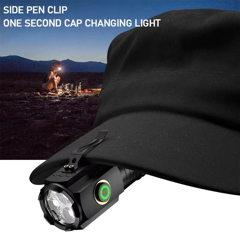 ESMARTER Mini LED Taschenlampe aus Aluminiumlegierung in Schwarz mit Magnet und Clip für Camping und Wandern - Bild 6