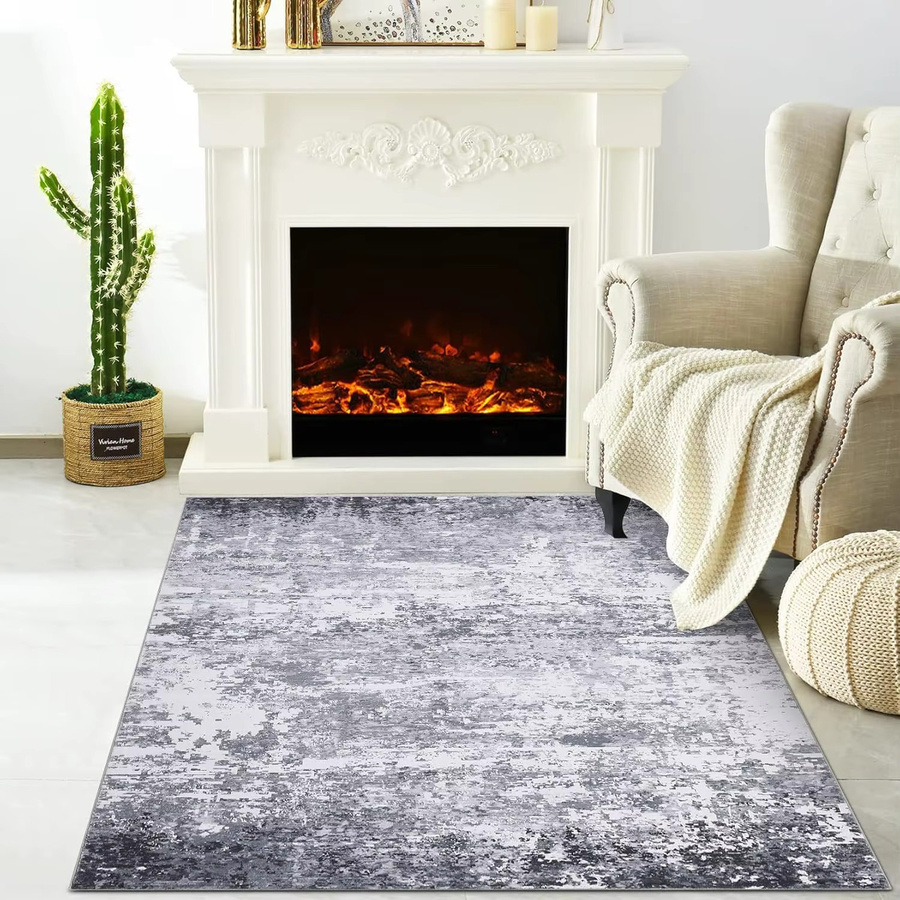 Garvee Moderner abstrakter Teppich, Waschbar und Rutschfest, B: 120 cm, L: 170 cm, Mehrfarbig/Grau - Bild 3