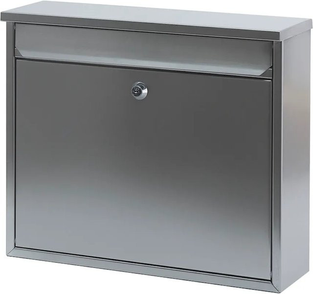 PROREGAL Wandbriefkasten Granadan aus Edelstahl in Silber mit Einwurfsklappe, H x B x T: 31,5 x 36 x 11 cm, Einwurföffnung 32 x 4 cm - Bild 1