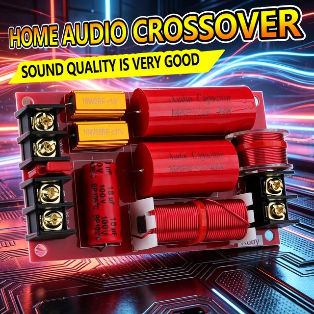 WMAT Hi-Fi 2-Wege-Frequenzweiche 250W Crossover-Netzwerk DIY-Kit für 6,5-8 Zoll Lautsprecher in Rot - Bild 1
