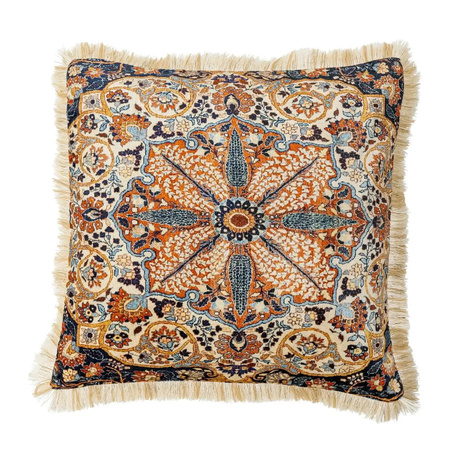 Bloomingville Kissen Asu in Braun und Multicolour mit floralem Boho-Design, B/B: 50 x 50 cm