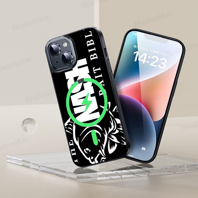 Nash Fishing Handyhülle mit Logo für iPhone 15 Pro Max, 14 Plus, 13, 12, 11 mit MagSafe magnetischer kabelloser Ladefunktion in Schwarz - Bild 1