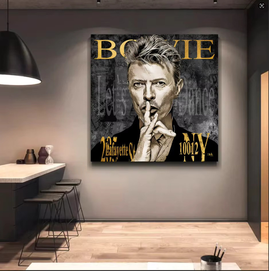 David Bowie Musiklegende Leinwand-Wandkunst von SHENCHEN, abstrakte Popkultur-Dekoration im Porträt-Stil, mehrfarbig, ungerahmt - Bild 3