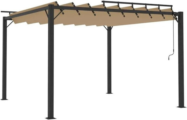 vidaXL Pergola mit verstellbarem Lamellendach in Taupe, Aluminium und Polyester, B/T: 300 x 300 cm