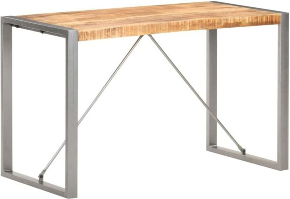 vidaxl Esstisch im Industrial Design aus Massivholz und Stahl, Rechteckig, B/T/H: 120 x 60 x 75 cm, Braun/Grau/Natur - Bild 1