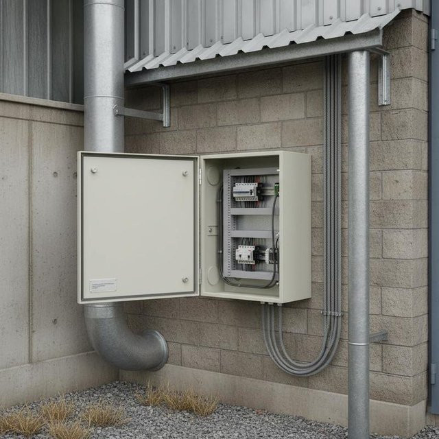NEMA 4X Stahlverteilerschrank Industriegehäuse in Grau, IP66 wasser- und staubdicht, elektrischer Anschlusskasten für Innen- und Außenbereich mit Montageplatte, B/T/H: 50 x 40 x 20 cm - Bild 1