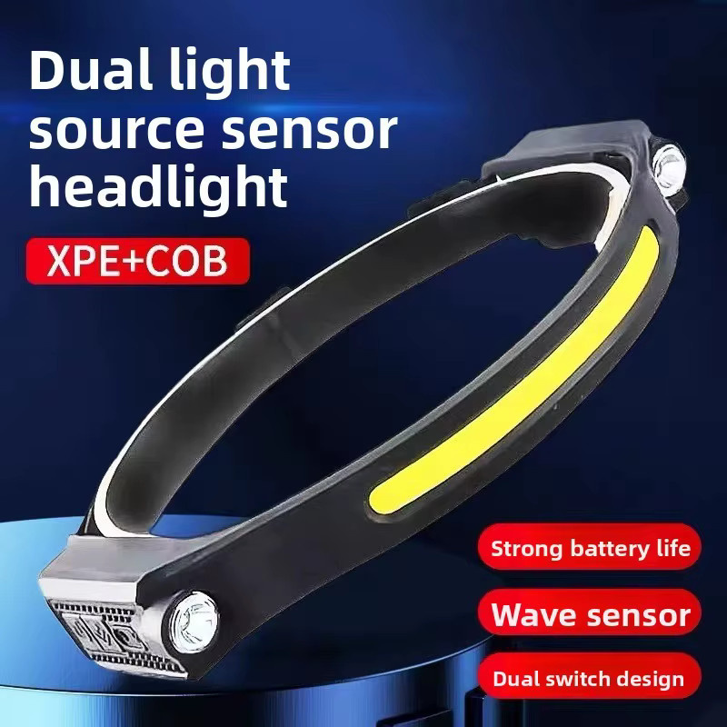 QHSPE Stirnlampe mit Dual-Lichtquellen-Sensor, superhell und wiederaufladbar, Farbe: Schwarz - Bild 4