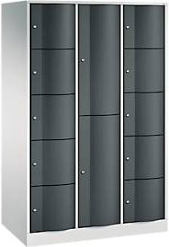 C+P Kombi-Schließfachschrank Resisto mit 3 Abteilen und 12 Fächern, Lichtgrau/Anthrazitgrau, B/T/H: 114,8 x 64,0 x 195,0 cm - Bild 1