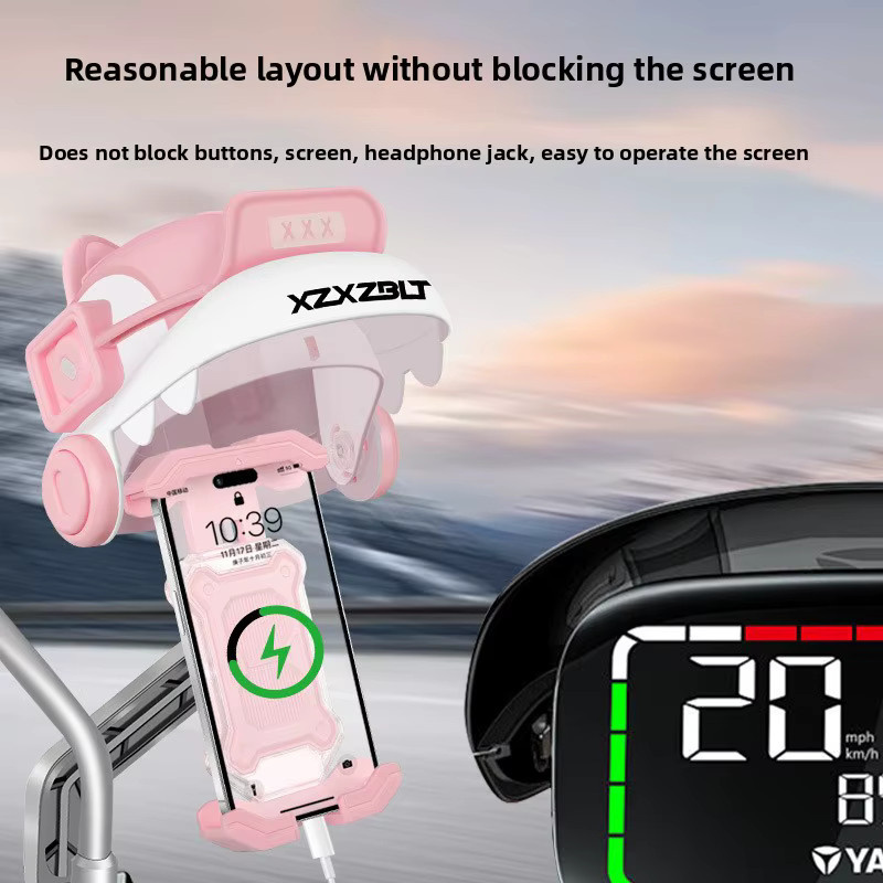 QHSPE Wasserdichter Fahrradhelm-Telefonhalter mit Auto-Lock und Sonnenschutz für Motorrad und Fahrrad in Blau oder Pink - Bild 3
