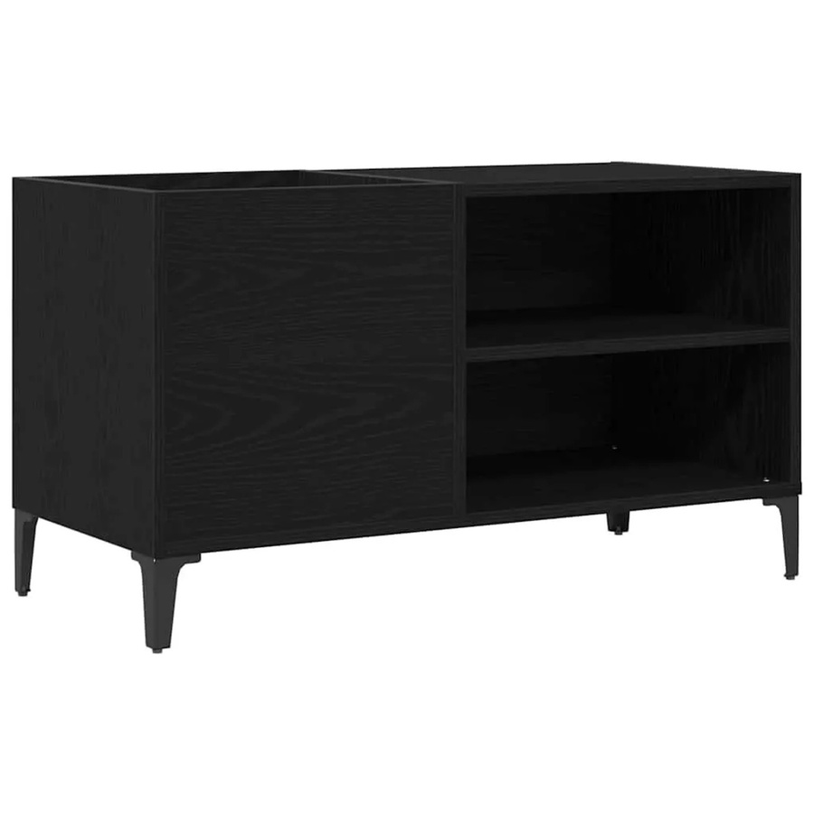 vidaXL Schallplattenschrank in Schwarz und Eichen-Optik, B/T/H: 84,5 x 38 x 48 cm - Bild 2