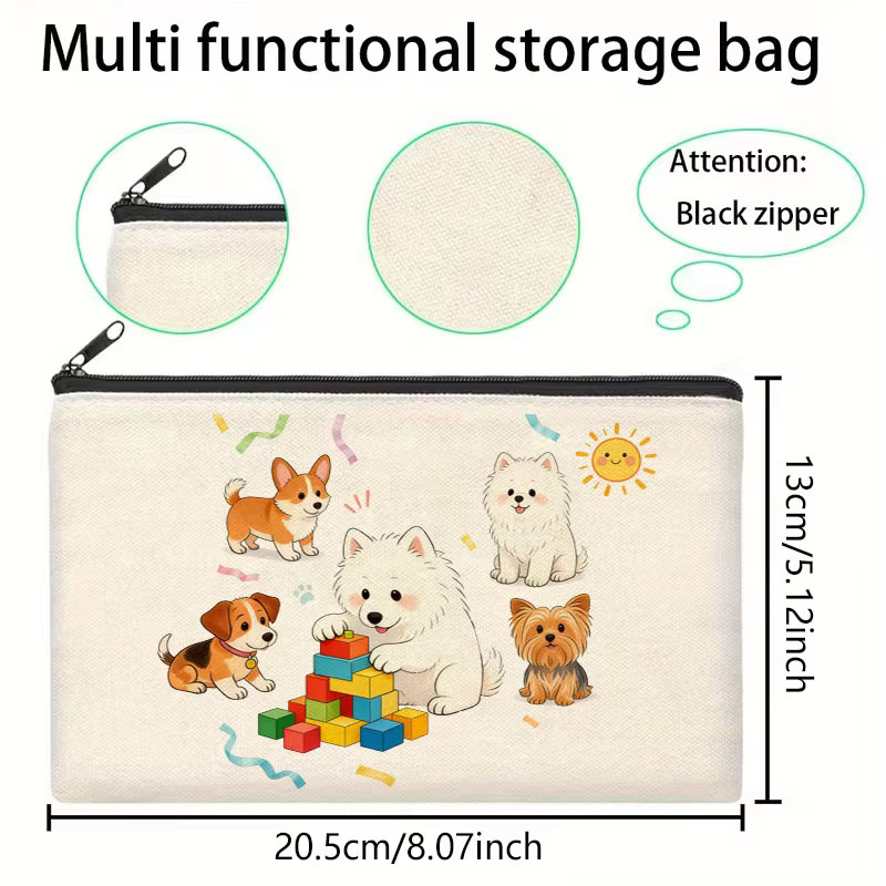 Weiße Mehrzweck-Reisetasche mit Samojeden-Welpenmotiv als Make-up-Tasche oder Federmäppchen - Bild 2