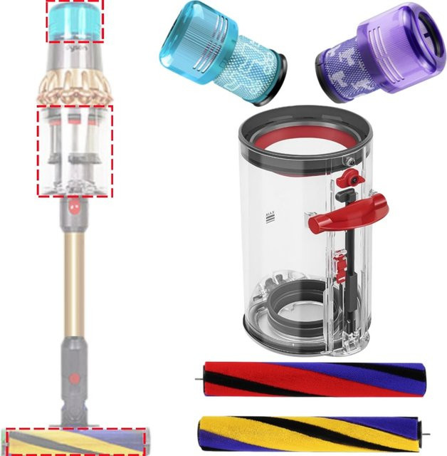 Dyson Ersatzteil-Set für V11 V15 SV14 SV15 SV22: Staubsaugerfilter, Staubbehälter und Weichwalzen - Bild 1