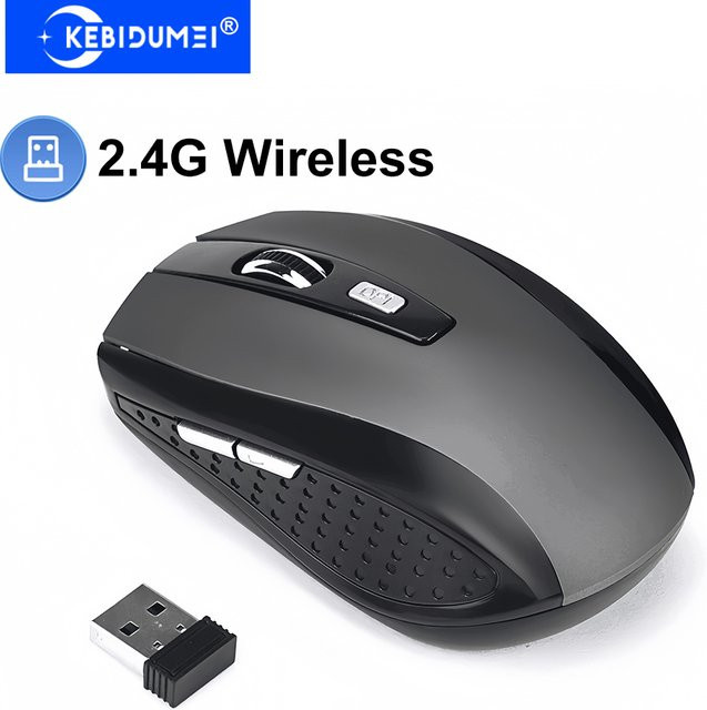 Kebidumei Kabellose Ergonomische Maus mit 2,4 GHz, 6 Tasten und leisen Klicks in Schwarz für PC, Laptop und MacBook - Bild 1