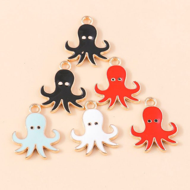 Oktopus-Anhänger Emaille, 15*19mm, 10 Stück - Bild 1